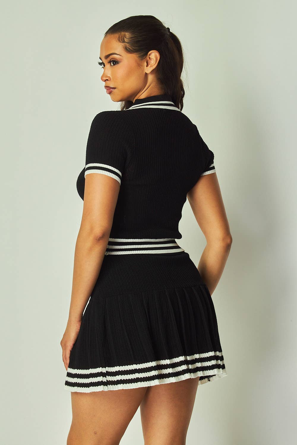 Hot & Delicious - Wholesale Top & Skirt Set - Women's - Kathleen Crochet Polo Top & Skort Set (HC8669)2