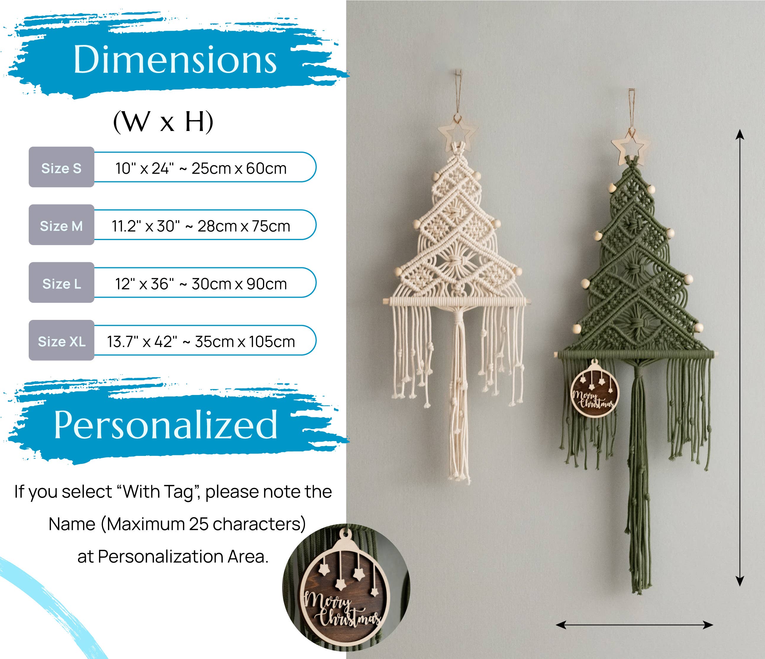 BeanDaikon - Wholesale Christmas Decoration - Boho Christmas Tree Wall Hanging - X327