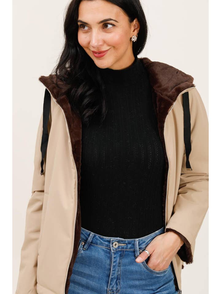 Attrait Paris - Wholesale Parka - Women's - Short hooded parka, reversible fur18