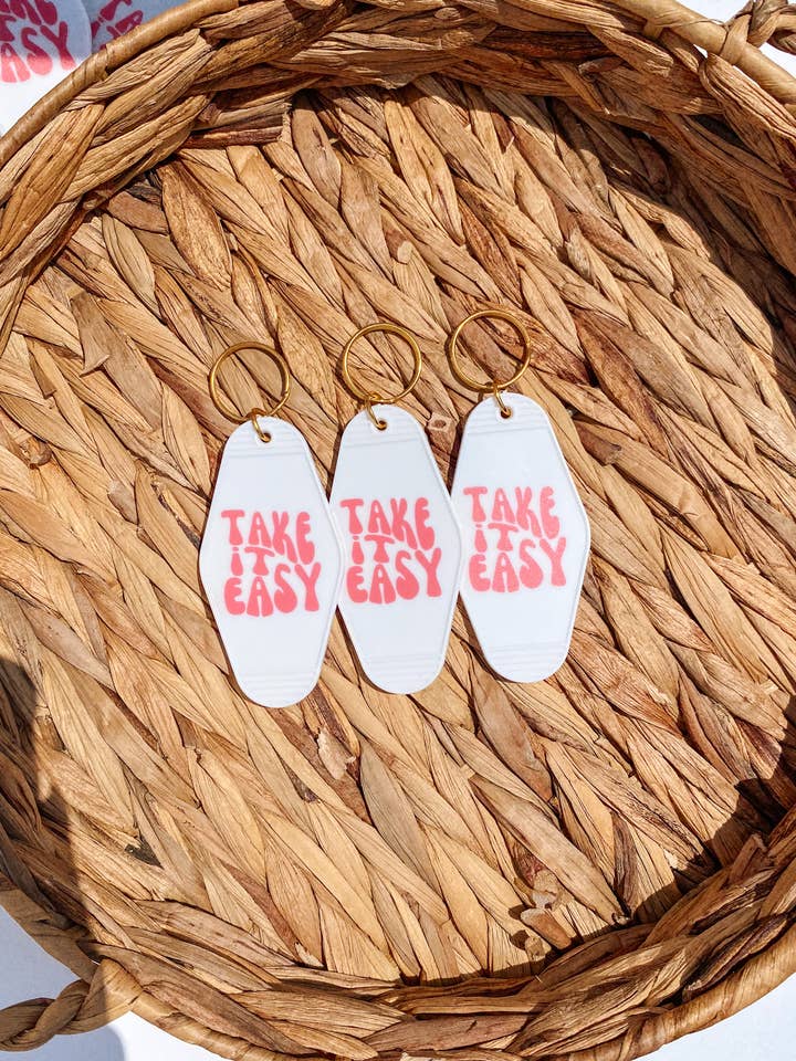 Take It Easy Keychain for wholesale by Penny & Co