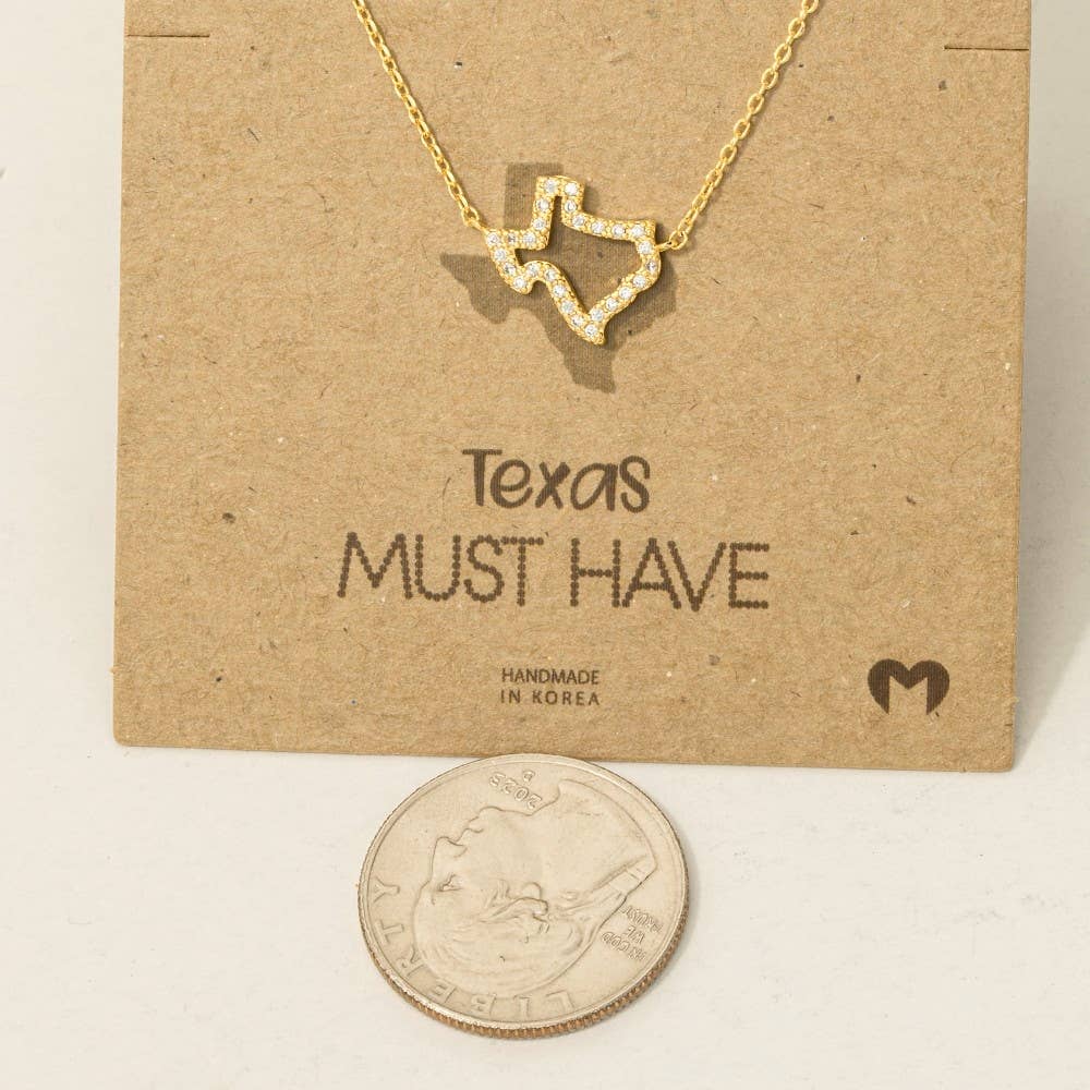 Fame Accessories – wholesale Hänge-/berlockhalsband – Rhinestone Trim Texas State hängande halsband2