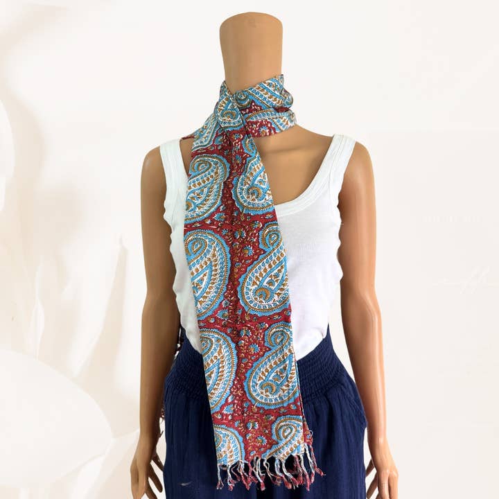 The Indian Bazaar - Wholesale Scarf - Women's - Stole Scarf - Paisley Hand Block Printed / Head Wrap 2