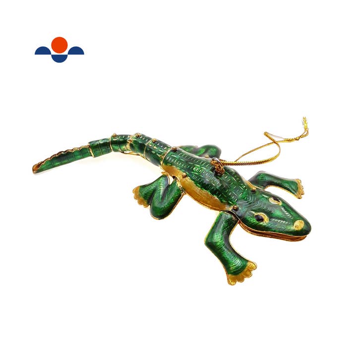Cloisonné juletræspynt vuggende alligator dekoration 15 cm lang for engroshandel hos CRCBEADS