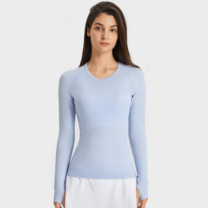 Sodalemon - Wholesale Athletic top – Women′s - Women Seamless Quickly Dry Long Sleeve Fitness Sport T-Shirt11