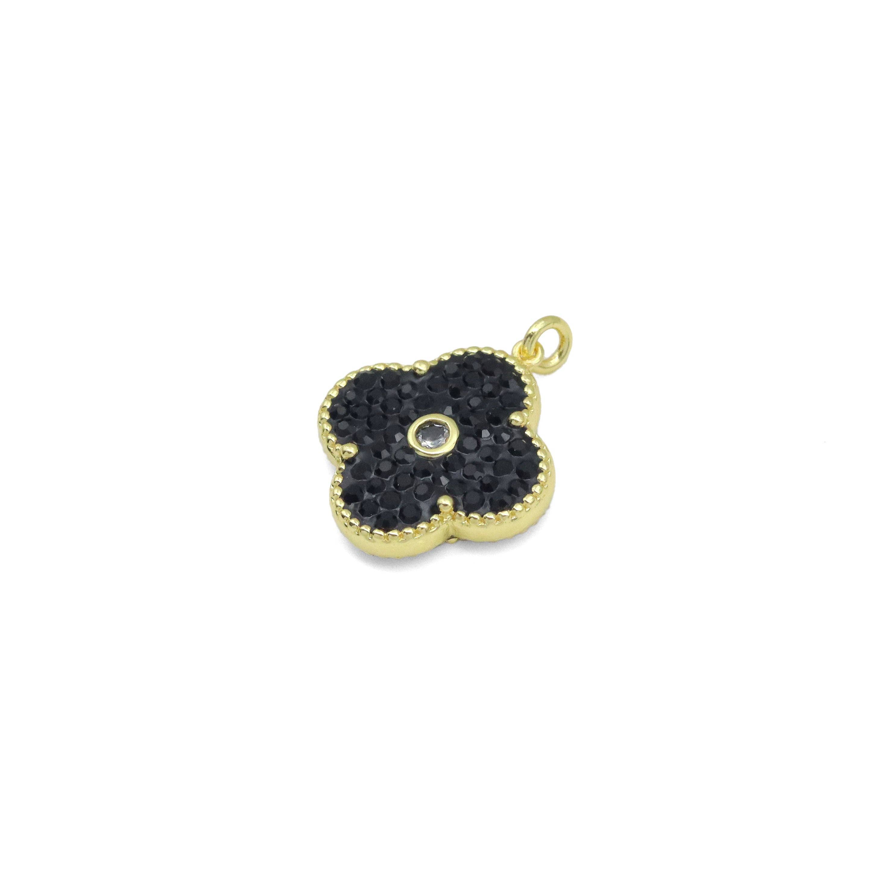 BestBeads&Beyond - Wholesale Individual Charm/Pendant - White Black Flower Charm Pendant, Sku#FH2344