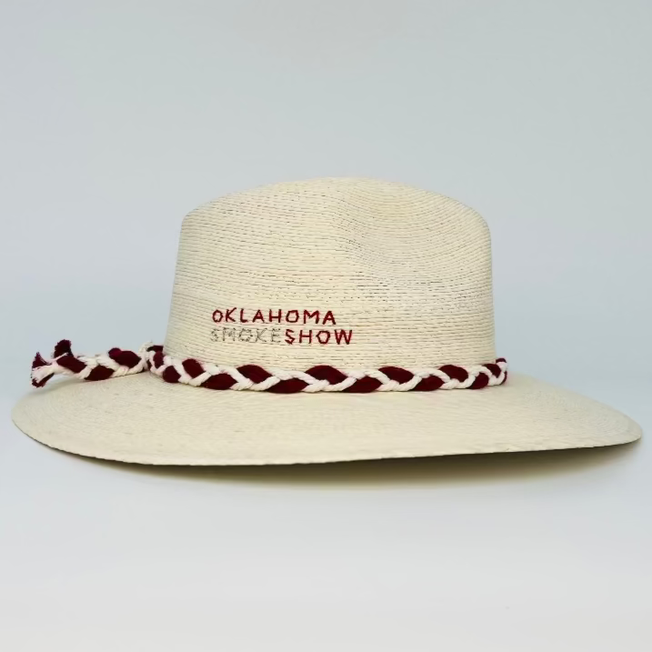Baldiz - Wholesale Straw Hat - Women's - "Oklahoma Smokeshow" with OU State Outline Game Day Hat0