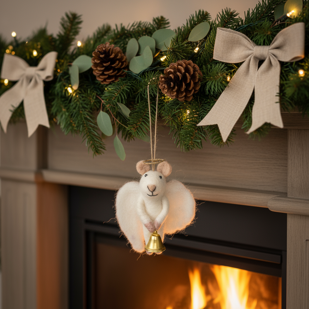 Felt So Good - Wholesale Ornament - Handmade Felt Hanging Angelica Mouse Christmas Tree Decor6