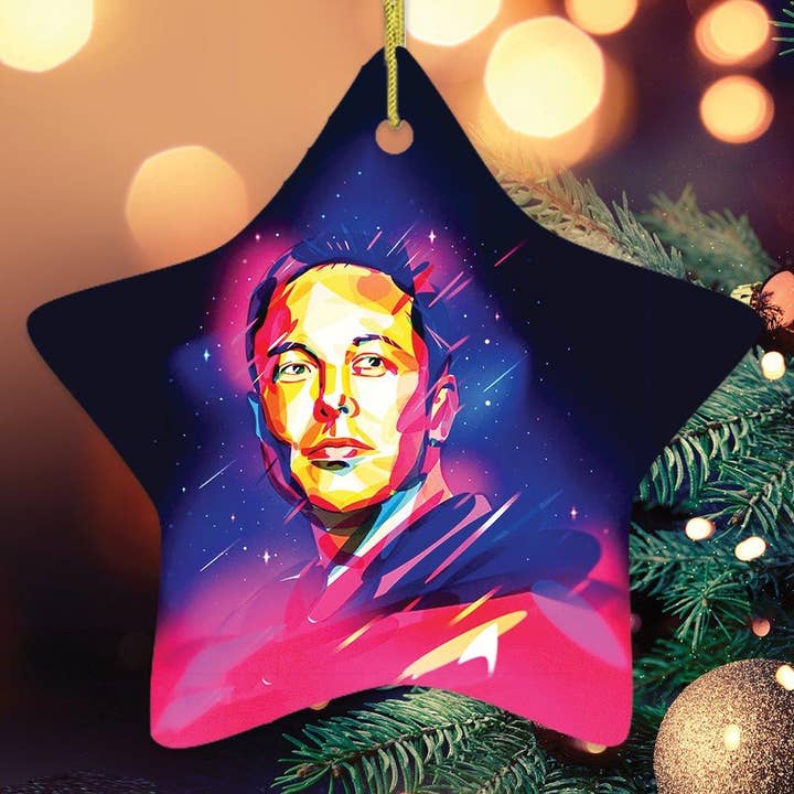 OrnamentallyYou - Wholesale Ornament - Elon Musk Christmas Ornament, Abstract Digital Art Tesla