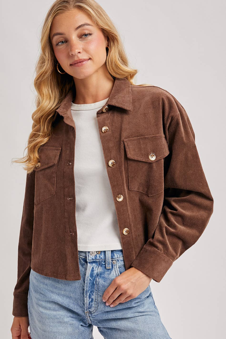 Bluivy - Wholesale Jacket - Women's - CORDUROY CROPPED BUTTON DOWN SHIRT JACKET24