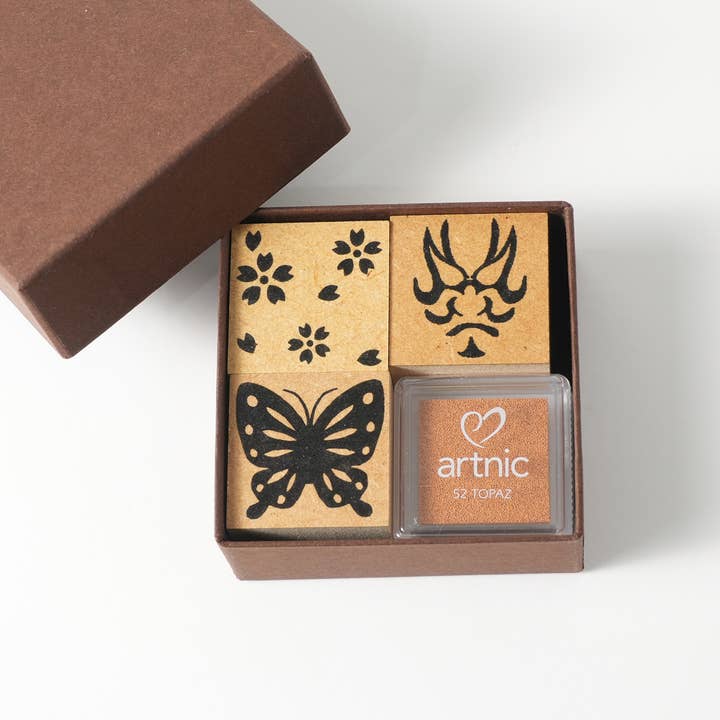 Japanese Patterned Seal Set of 3 + Artnic1 for wholesale by KASHIKO