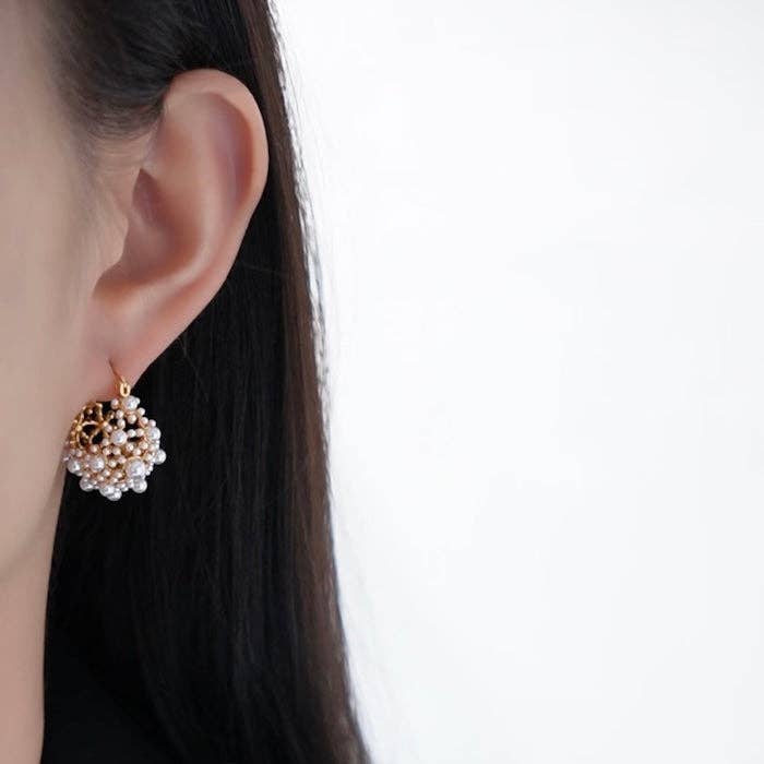 LanLivia – Engroshandel Hoops – Romantiske perlekurv øreringe - Guld og Sølv9