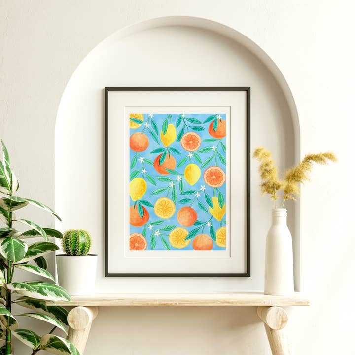 Poster d'art Orange et Citron pour la vente par Sofia Papa Designs