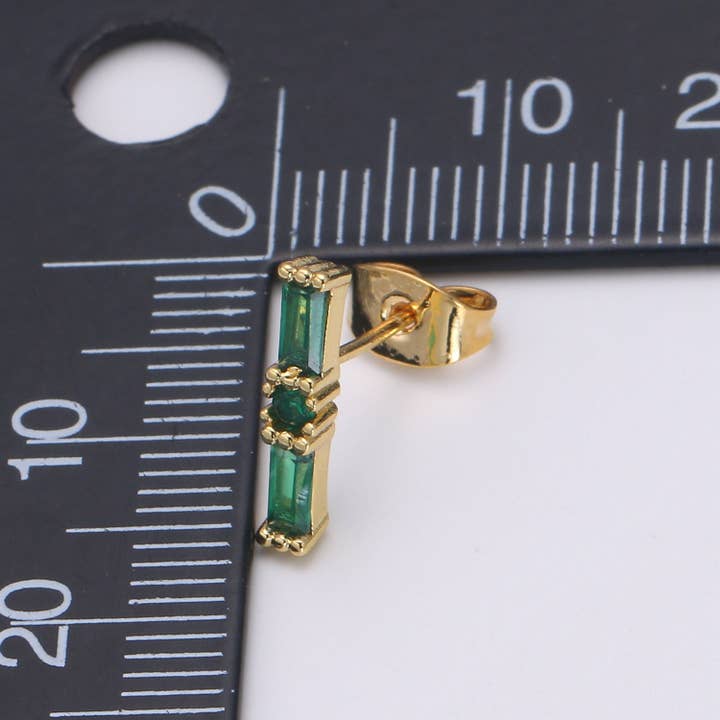 Aim Eternal - Wholesale Stud/Post Earrings - 18K Gold Filled Emerald Stud Earrings3