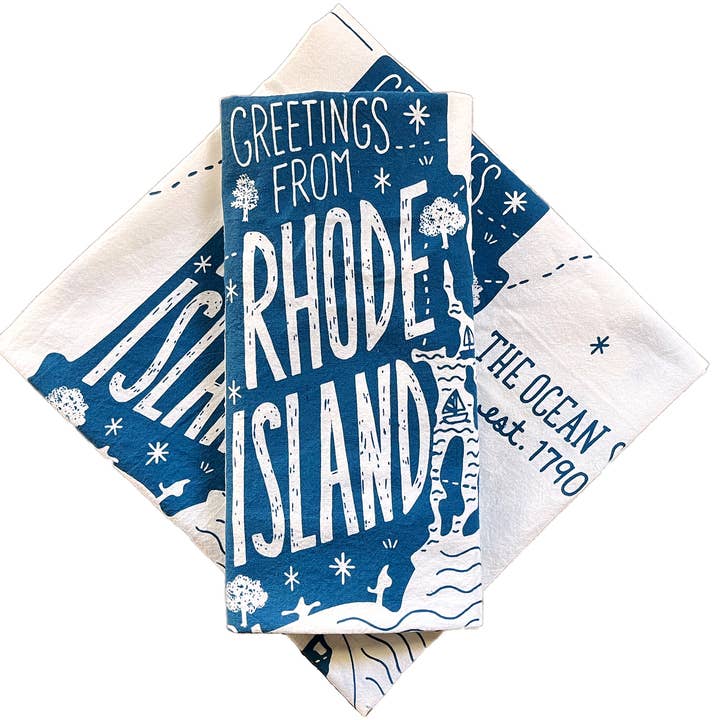 Noteworthy Paper & Press - Wholesale Tea Towel - Rhode Island Tea Towel0