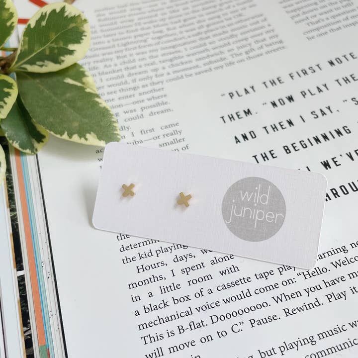 Wild Juniper - Wholesale Stud/Post Earrings - Gold Stud Earrings - Hypoallergenic Studs - Tiny Plus Signs