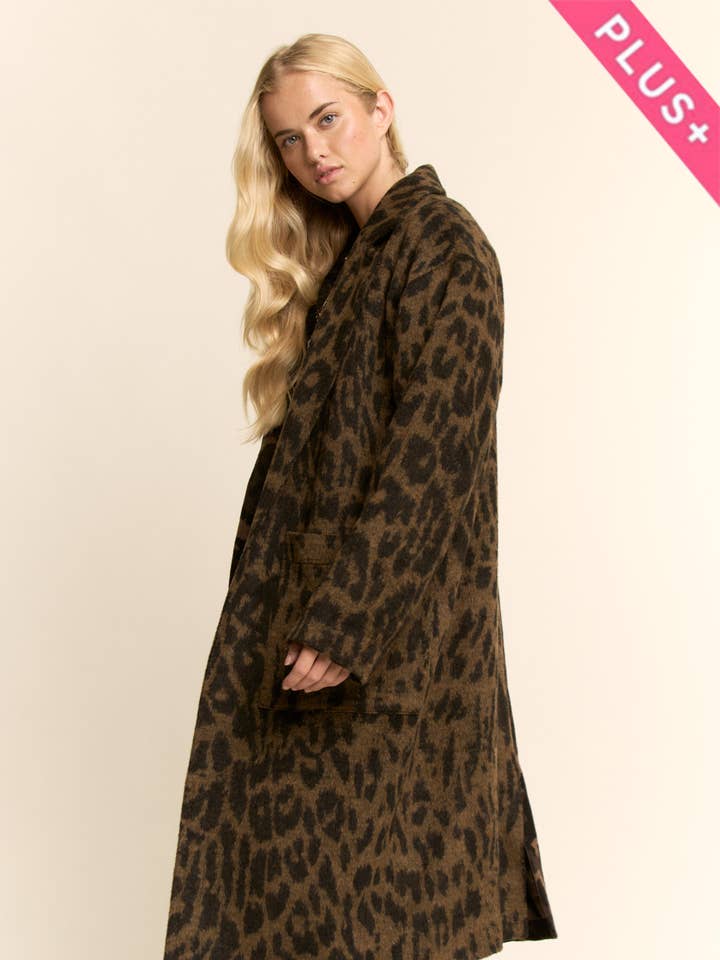 PLUS ANIMAL BLOCK HALF HALF MIX MIDI JACKET COAT for wholesale by Davi & Dani