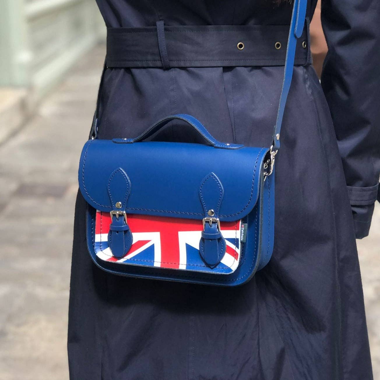 Zatchels - Wholesale Schoudertas - Dames - Union Jack Midi Schoudertas - Marineblauw3