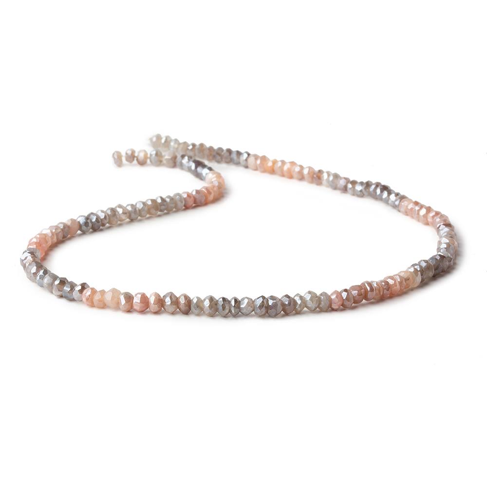 Beads of Cambay - Wholesale Beads - 4mm Mystic Peach & Grey Moonstone faceted rondelle beads 13 inch 119 pieces2