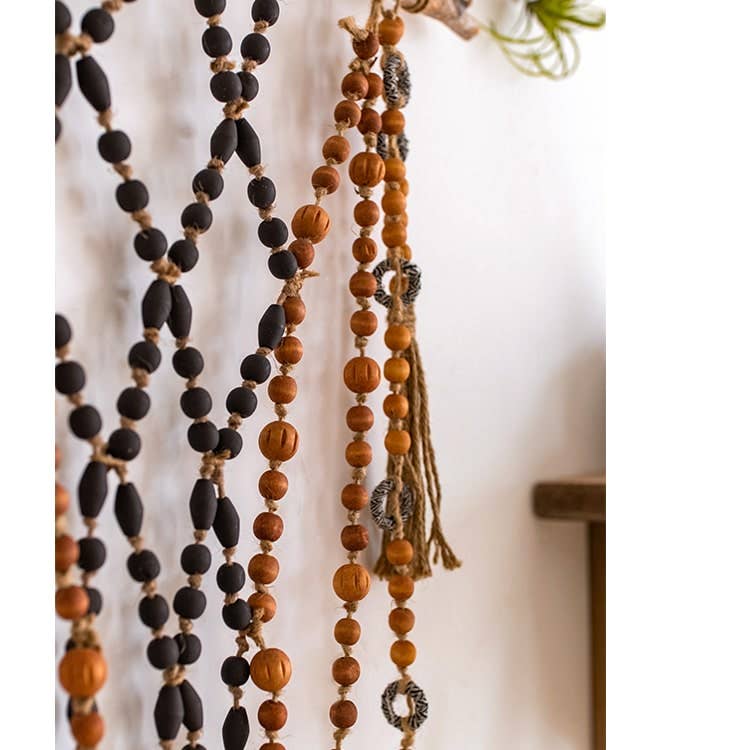 Rustic Reach - Wholesale Curtain Tieback - Wood Beaded Cord Curtain Tiebacks DIY Door Curtain 47" Long12