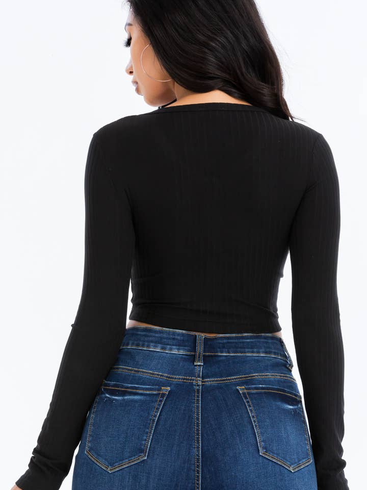 CAPELLA APPAREL - Wholesale Knit Top - Women's - Button Up Ribbed Crop Top13