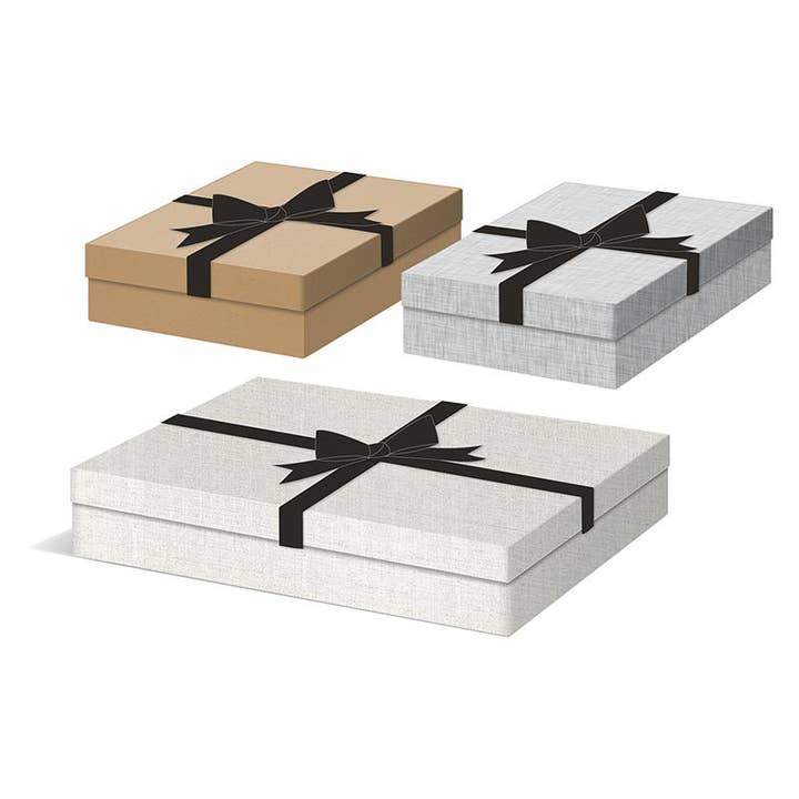 Set of 3 Gift Box Nested - Natural Rectangle for wholesale by The Gift Wrap Company