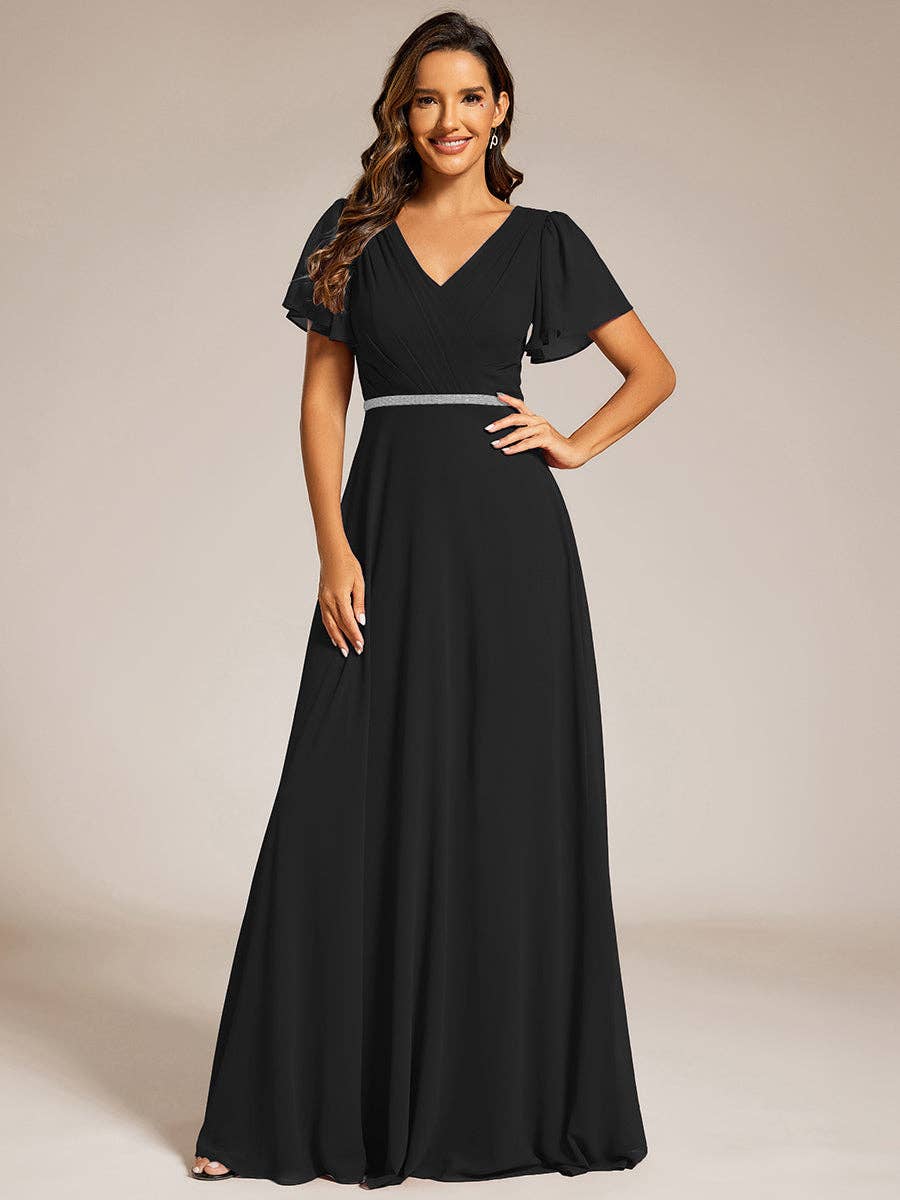 Ever-Pretty - Wholesale Gown - Women's - Midi Length Ruffles Sleeves Chiffon Dresses24