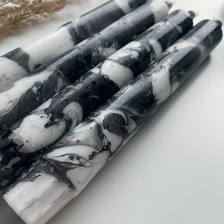 Miss Wildhorse - Wholesale Tapered candle/candlestick - Dip dye candle marble black2