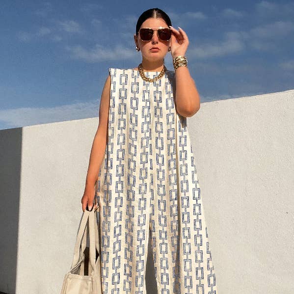 Combinaison urbaine sans manches ample imprimée à empiècements fendus pour la vente par UZ Wholesale Store