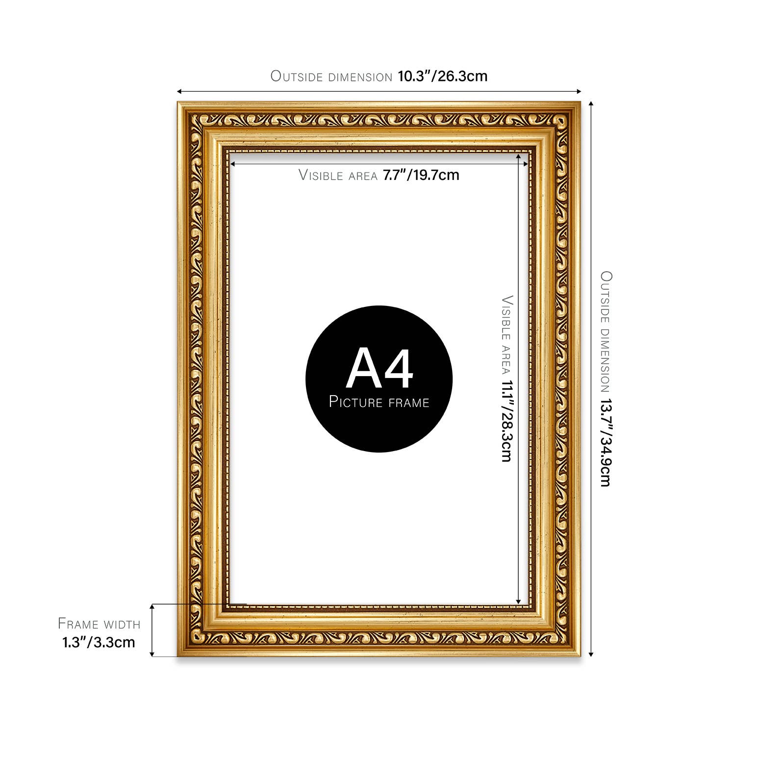 A4 Gold Ornate Picture Frame Fits A4 for wholesale on Faire1