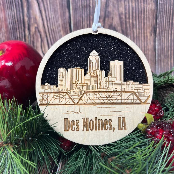 Des Moines Skyline Ornament for wholesale by Joseph's Workshop