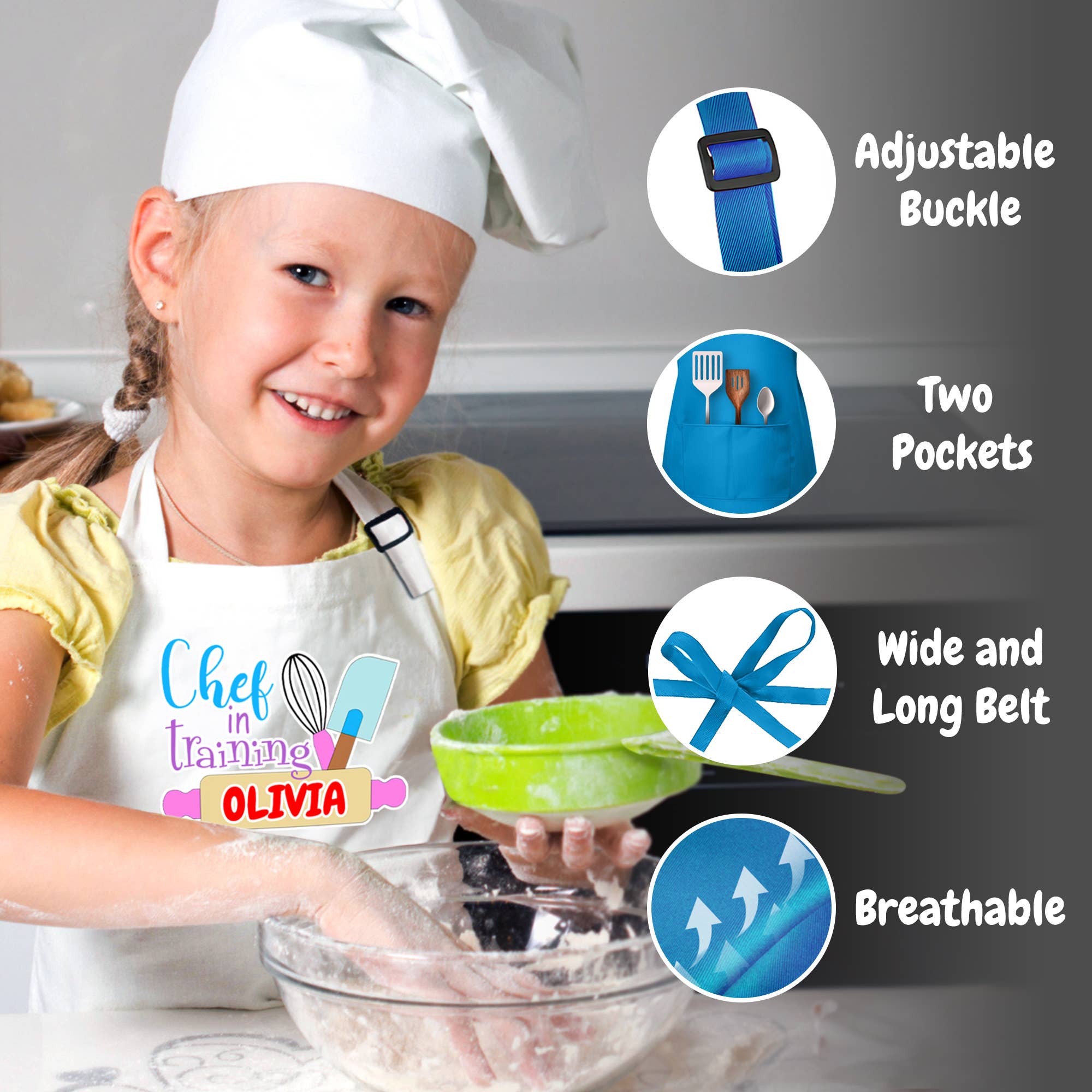 Gradzo – Großhandel Schürze – Kinder – Personalisierte Kinderschürze mit Wunschname2