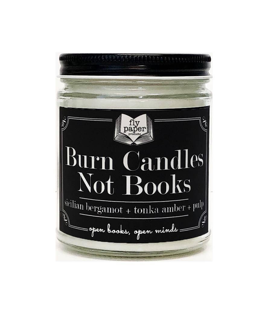 Fly Paper Products - Wholesale Jar/Filled Candle - Burn Candles NOT Books 9oz Glass Candle Bergamot + Amber