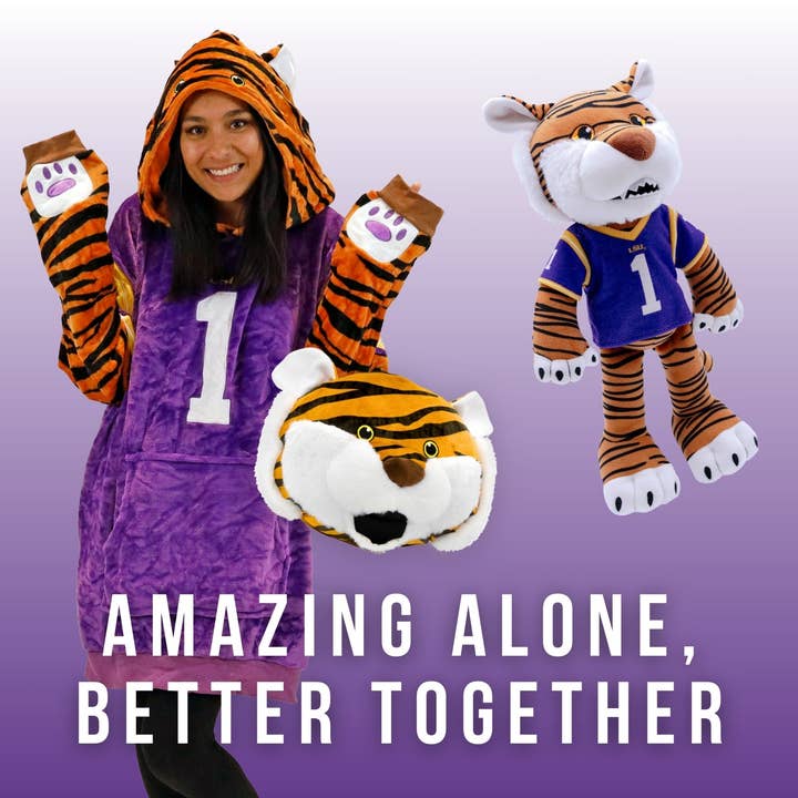 OrangeOnions - Wholesale Hoodie - Unisex - Louisiana State University Mike The Tiger Blanket Hoodie6