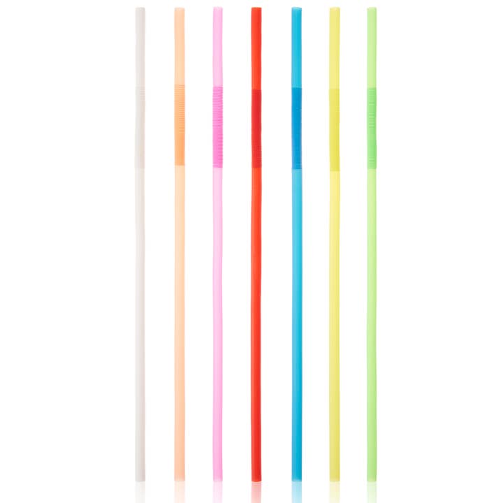 TRUE - Wholesale Drinking Straw - Twisted Ultra-Bendy Disposable Plastic Straws - Pack of 50