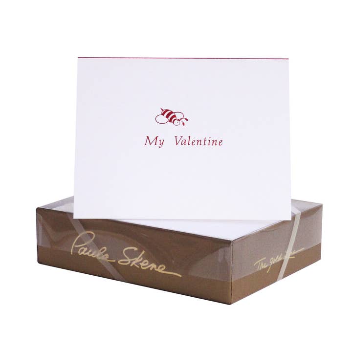 Tarjeta de San Valentín Bee My Valentine on White para venta al por mayor de PAULA SKENE DESIGNS