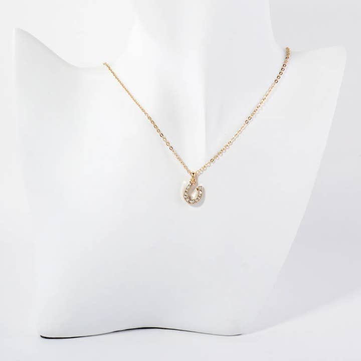 Wild Honey - Wholesale Pendant/Charm Necklace - Crystal-Pave Lucky Horseshoe Pendant Necklace1