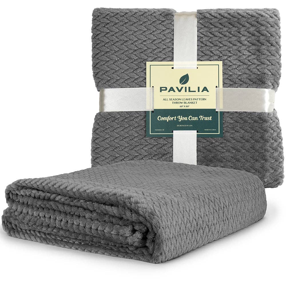 Pavilia – Manta para sofá por atacado – Cobertor de fleece texturizado com estampa de folhas35