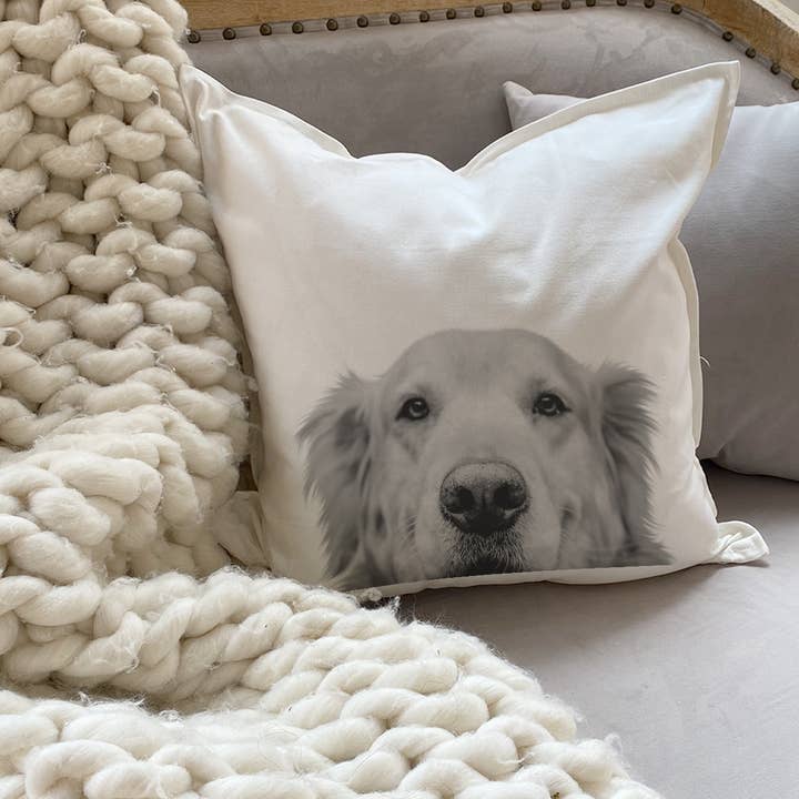 Golden Retriever 1 Peeking Throw Pillow Cover for wholesale by Perkie Prints
