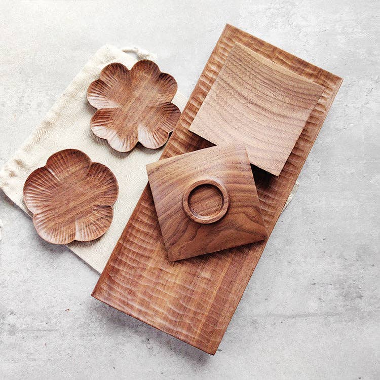 Gohobi （We cover U.S. import duties） – wholesale Underlägg – Gohobi Valnöt Blomformade Glasunderlägg11