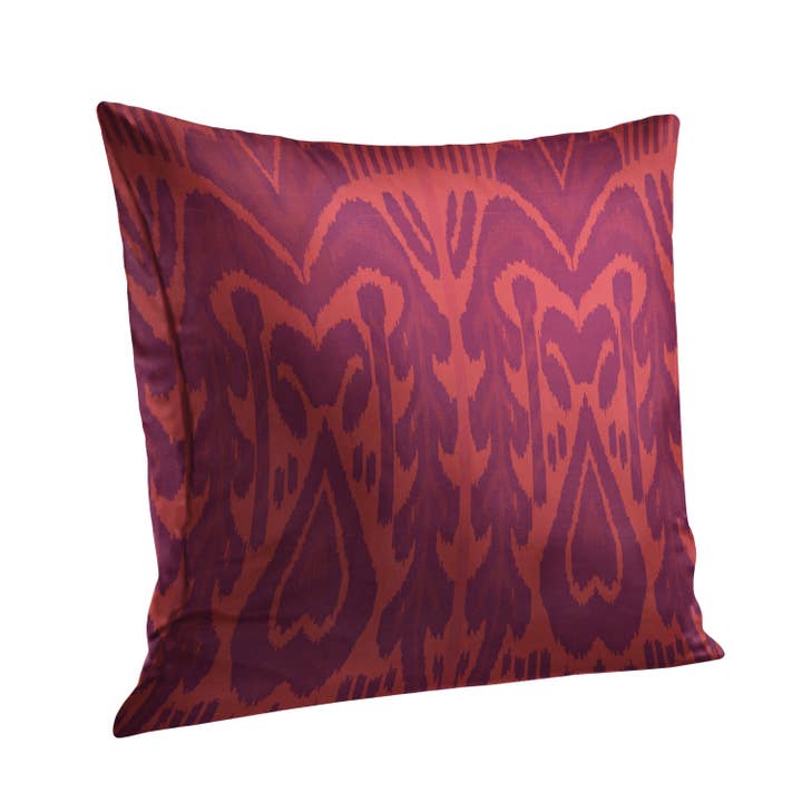 Orange and Purple Ikat Print Pillow for wholesale by SmithHönig