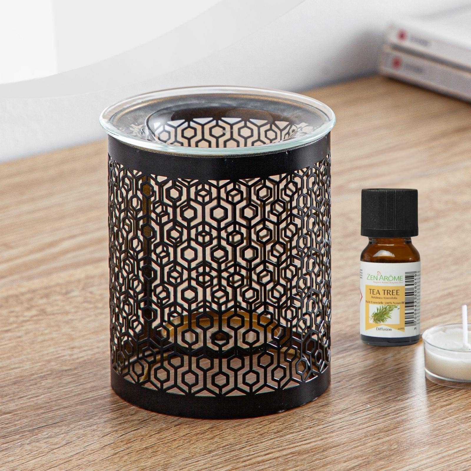 Zen'Arôme - Wholesale Oil Warmer - Metal Cutwork Incense Burner with Glass Dish Le Parfait12