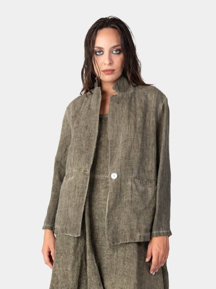 Stonewashed blazer met linnenkraag voor wholesale door Baci & Amici Fashion - US Continental