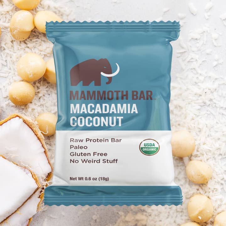 Mammoth Bar - Wholesale Snack Bar - Organic Gluten-Free Mini Macadamia Coconut Bar0