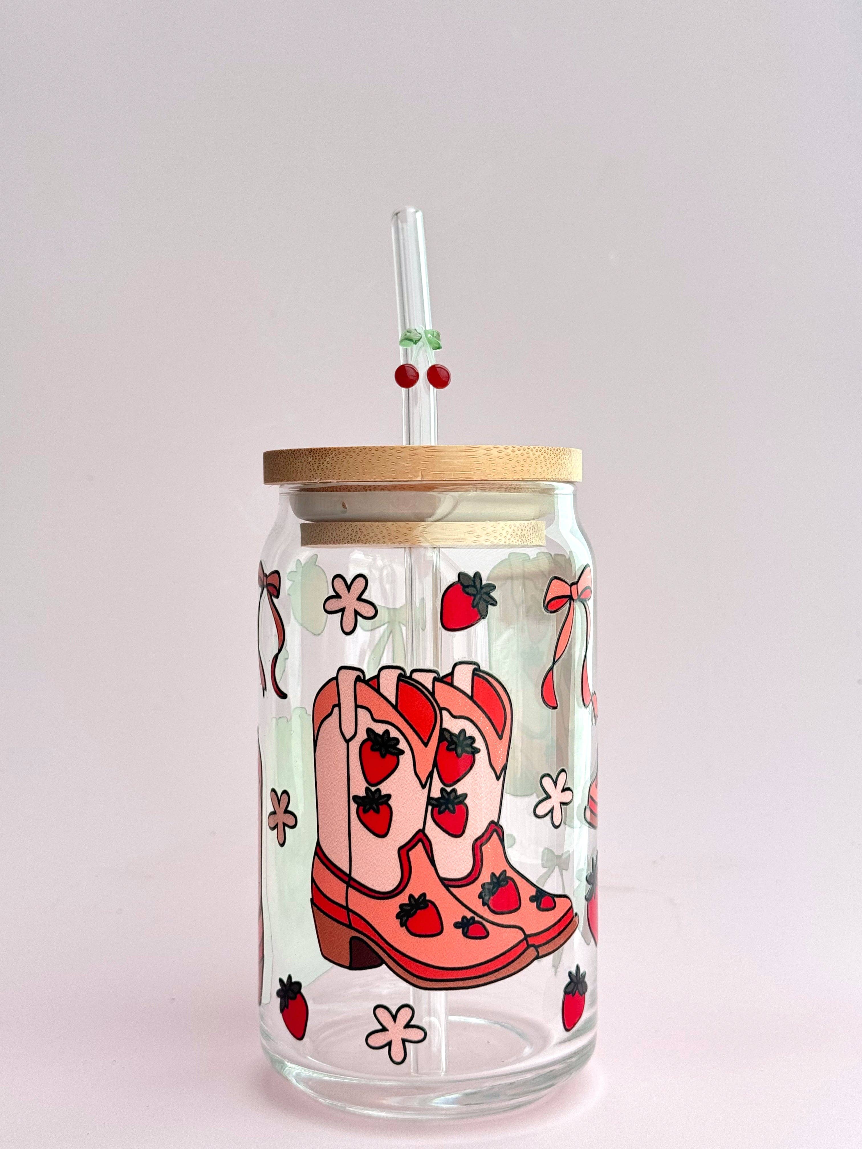 Golden Hour Designs - Wholesale Drinking Straw - Cherry Charm Glass Straw1