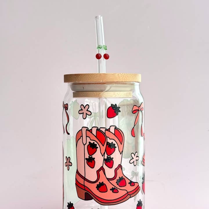 Golden Hour Designs - Wholesale Drinking Straw - Cherry Charm Glass Straw1