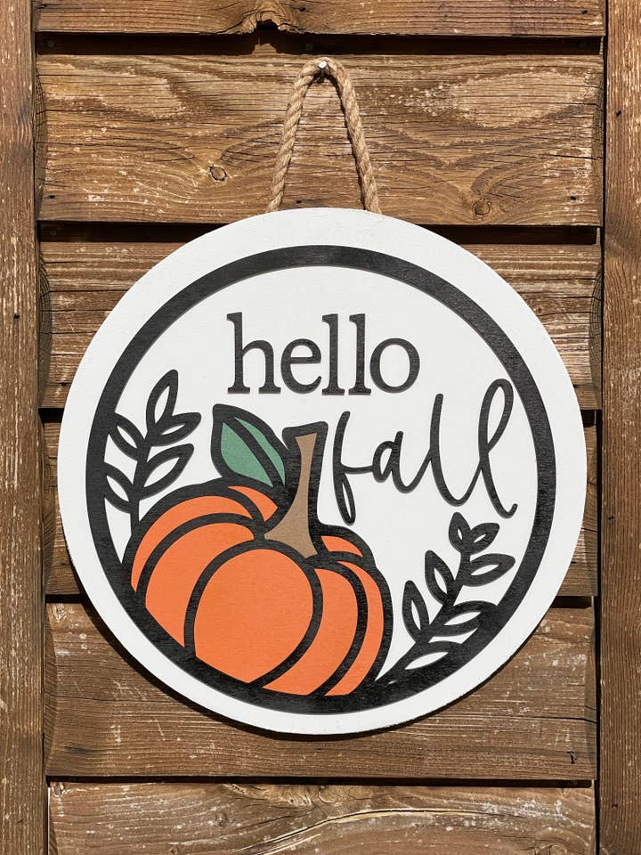 3D Hello Fall Door Hanger for wholesale by Mama E’s Makery