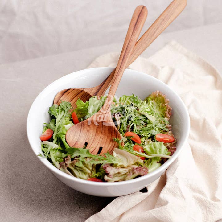 Bali Harvest - Wholesale Serving Utensil - Teak Wooden Salad Servers Set - Salad Spoon Fork Spatula1