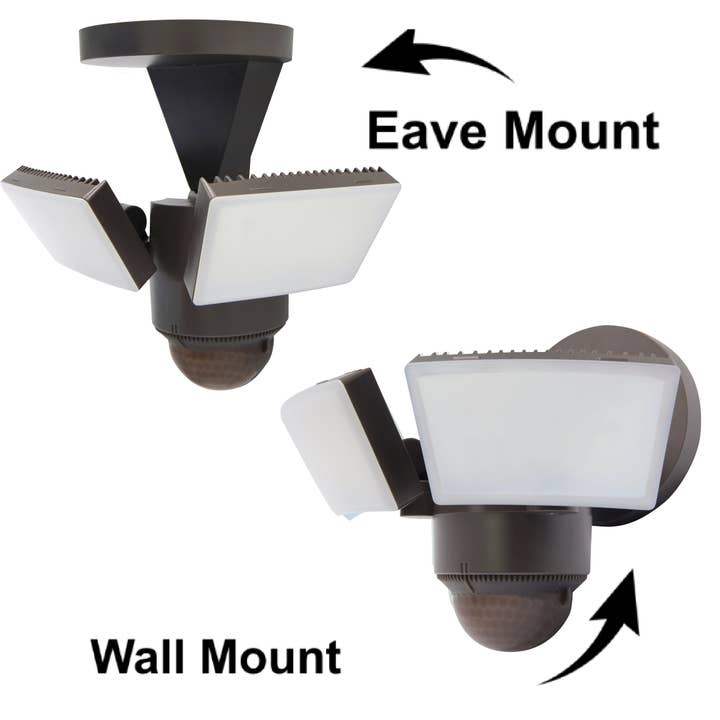 FLI Products - Wholesale Outdoor/Lawn Light - IQ America Motion Sensor Security Flood Light, Wall Eave or Soffit Universal Mt, 1100 Lumen LED Yard Barn Shed Storage Attic Workshop Garage Light BZ