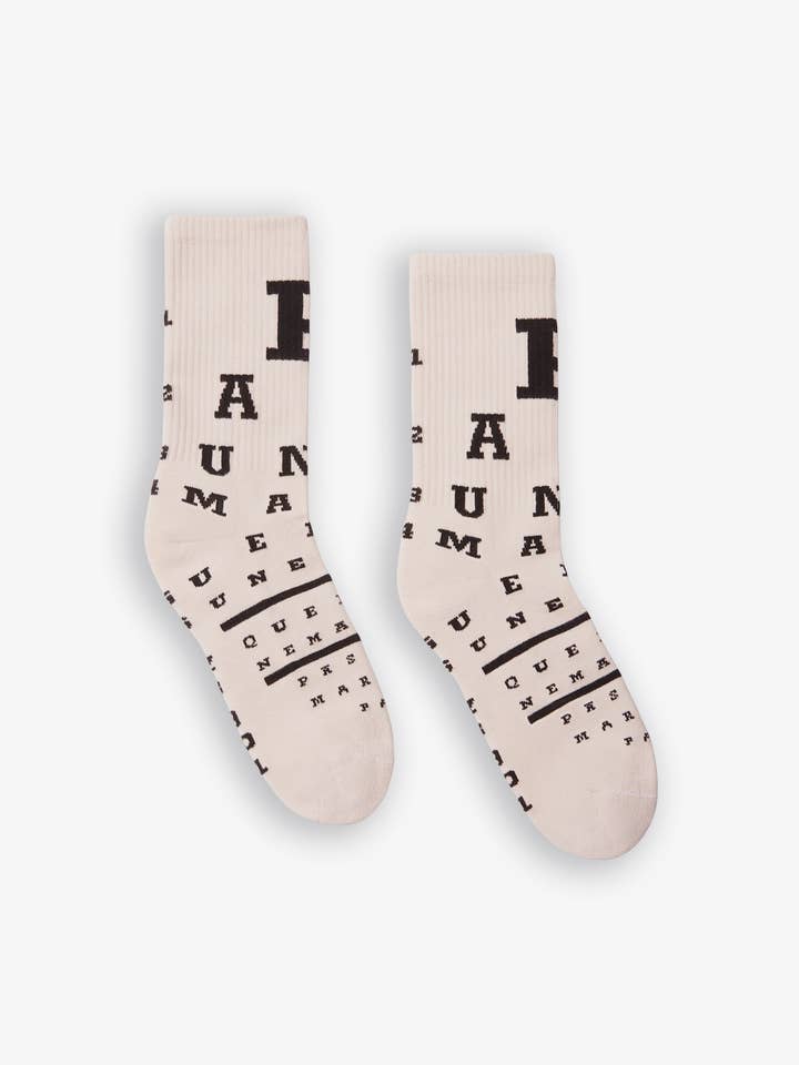 Pas Une Marque - Wholesale Socks - Unisex - Optique Socks (Beige / Black)1