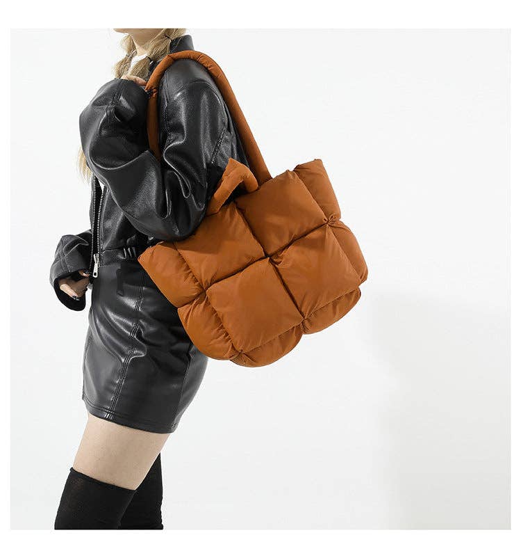 Dipped Shop - Wholesale Tote Bag - Women's - Simple Puffer Tote Bag Solid Color Soft Handbag DP809137